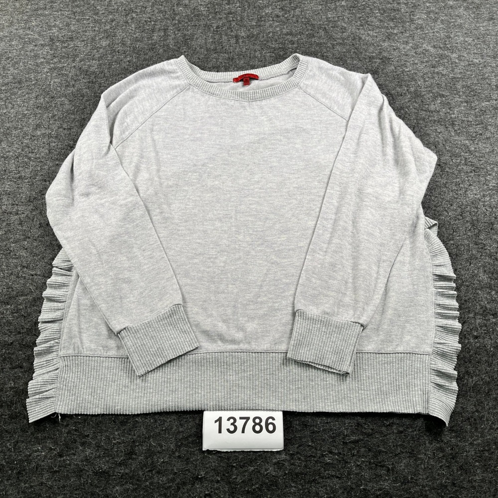 Red By Buckle Sweatshirt Womens Medium Gray Ruffle Side Raglan Sleeve Crew Neck